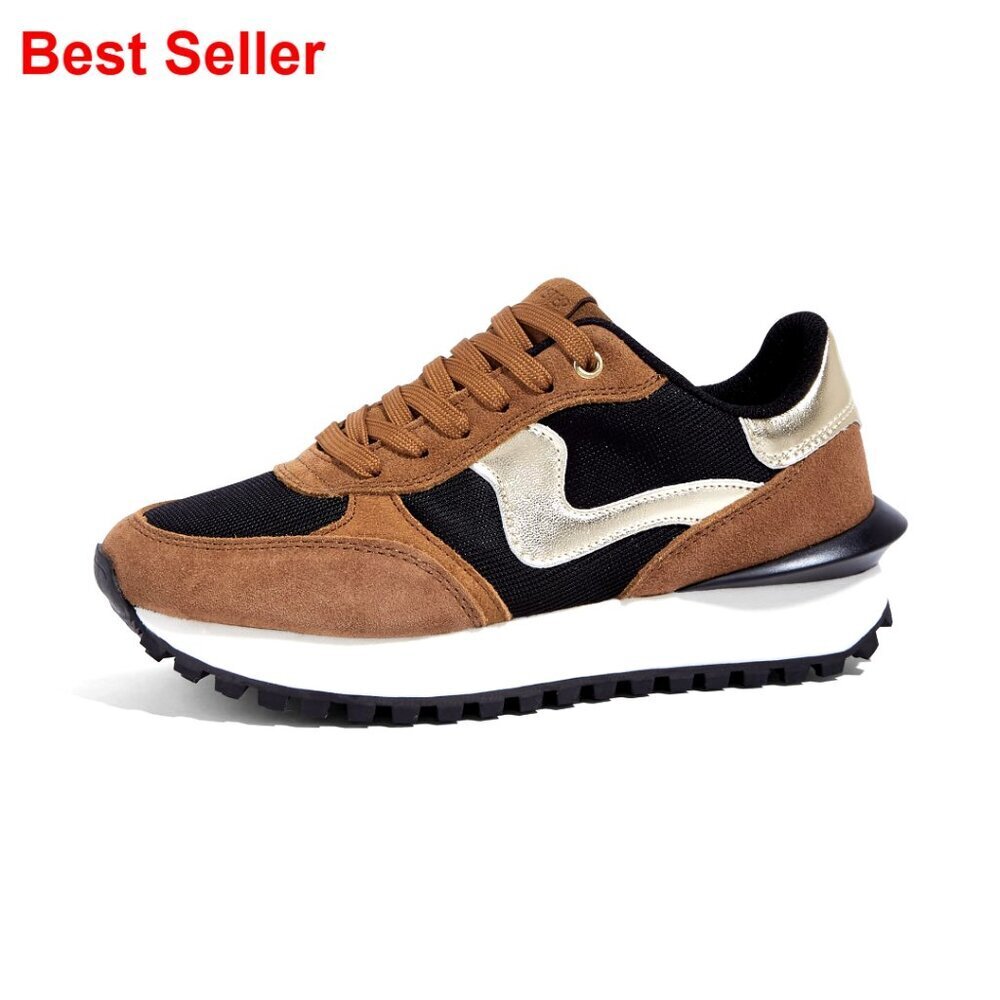 Platform Sneakers with Faux Leather, Mesh, and Memory Foam Insole
